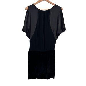 Clu Womens Black Dress Waist Mini Dress Size M Velvet Bottom